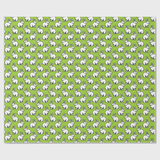 Rabbits Pattern - Black and White with Martian Grn Wrapping Paper