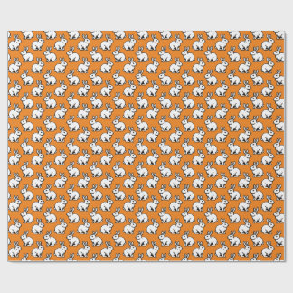 Rabbits Pattern - Black and White with Orange Wrapping Paper