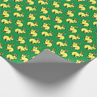 Rabbits Pattern - Lt Yellow, Black and Kelly Green Wrapping Paper