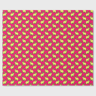 Rabbits Pattern - Lt Yellow, Black and Neon Red Wrapping Paper