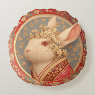 Rabbit's Royal Dress Round Pillow