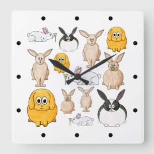 Rabbits. Square Wall Clock