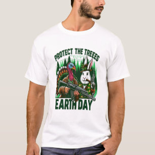 Rabbits Standoff: Armed Bunny and Turkey T-Shirt