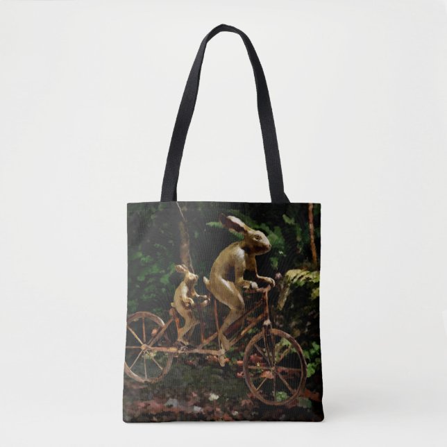 Rabbits Tandem Bicycle Race Tote Bag (Front)