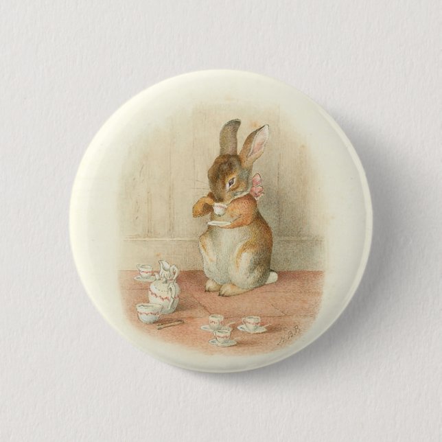 Rabbit's Tea Party 2 Inch Round Button (Front)
