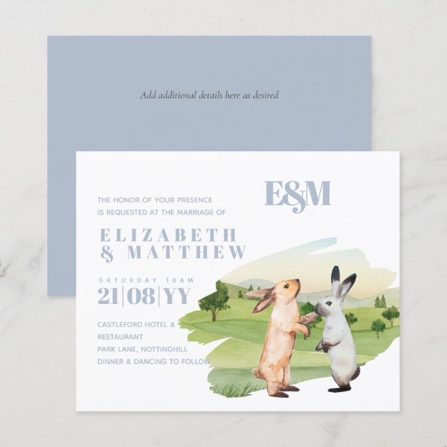 Rabbits Wedding Couple Country Garden (Front/Back)