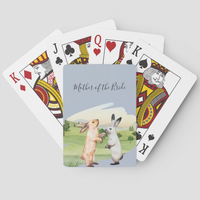 Rabbits Wedding Couple Country Garden Playing Cards (Back)