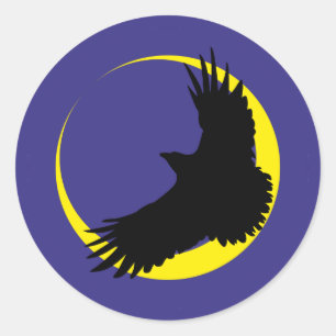 Rabe Mond Halmond raven moon crescent Classic Round Sticker