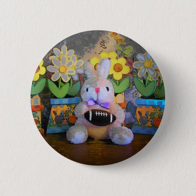 rabid rabbit football fan 2 inch round button (Front)