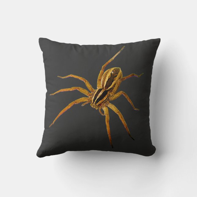 Rabid Wolf Spider (Rabidosa rabida) Throw Pillow (Back)
