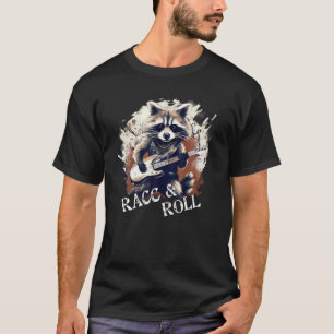 Racc and Roll Funny Raccoon Guitar Player Musician T-Shirt