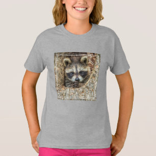 Raccon Nestled Inside a Tree Hollow T-Shirt