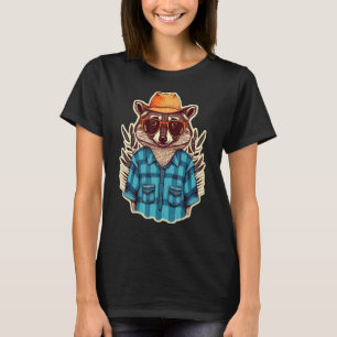 Raccon Wearing A Hat And Glasses  Cute Raccoon T-Shirt