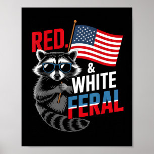 Raccoon 4th Of July Patriotic Cute Red White And F Poster
