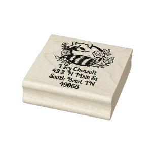 Raccoon Address Rubber Stamp