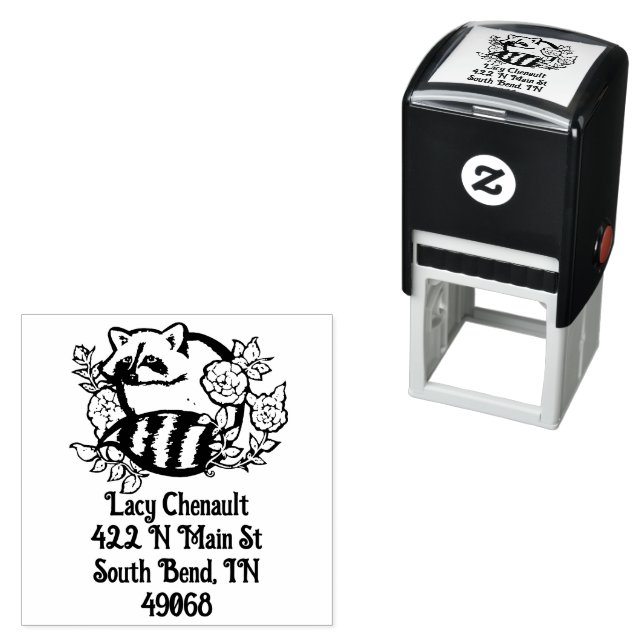 Raccoon Address Self-inking Stamp (In Situ)