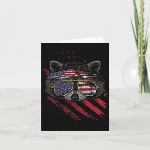 Raccoon American Flag Patriotic 4th Of July Trash  Card