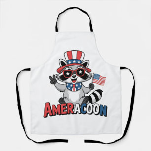 Raccoon Americoon Patriotic 4TH of july America Apron