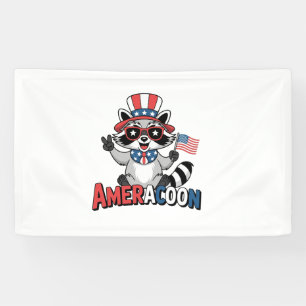 Raccoon Americoon Patriotic 4TH of july America Banner
