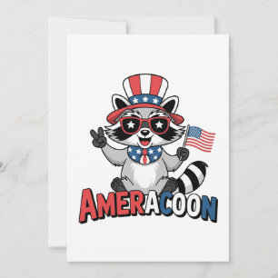 Raccoon Americoon Patriotic 4TH of july America Invitation