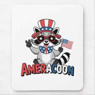 Raccoon Americoon Patriotic 4TH of july America Mouse Pad