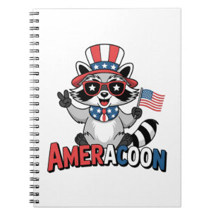 Raccoon Americoon Patriotic 4TH of july America Notebook