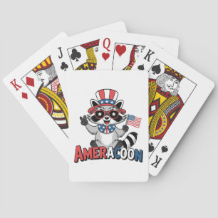 Raccoon Americoon Patriotic 4TH of july America Playing Cards