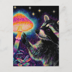 Raccoon and a Mushroom Postcard