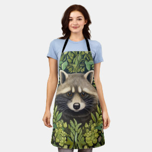 Raccoon and foliage art nouveau style apron