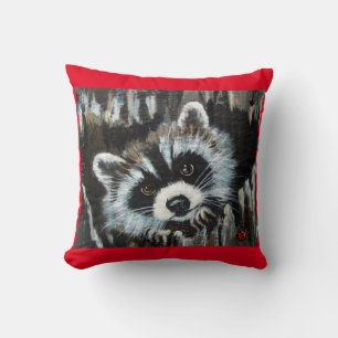 raccoon and lady bug pillow