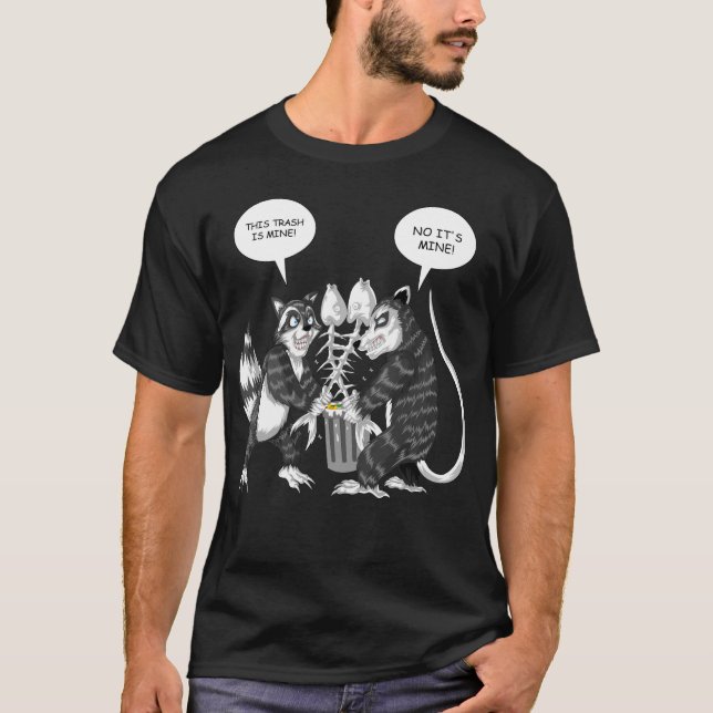 raccoon and opossum trash T-Shirt (Front)