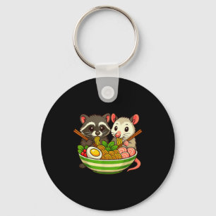 Raccoon And Ossum Eating Ramen Noodles  Keychain