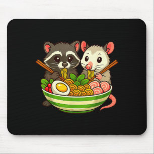 Raccoon And Ossum Eating Ramen Noodles  Mouse Pad