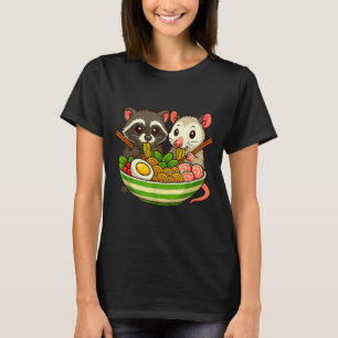 Raccoon And Ossum Eating Ramen Noodles  T-Shirt