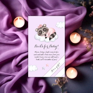 Raccoon Animal Girl Baby Shower Books For Baby Enclosure Card