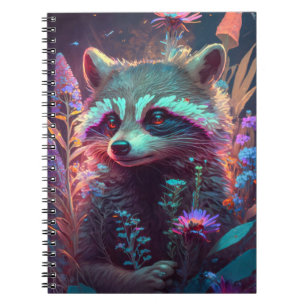 Raccoon Animal Portrait Painting Wildlife Outdoors Notebook