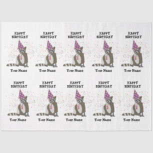Raccoon - Animals Having a Party Boys Girls Name Tissue Paper