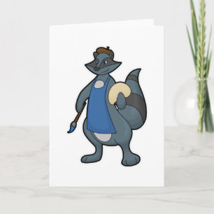 Raccoon as Painter with Paintbrush Card