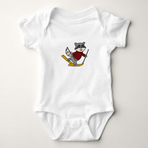 Raccoon as Skier with Skis & Ski poles Baby Bodysuit
