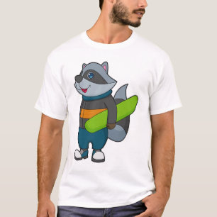Raccoon as Snowboarder with Snowboard T-Shirt