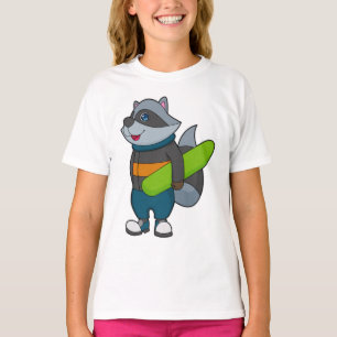 Raccoon as Snowboarder with Snowboard T-Shirt