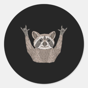 Raccoon Asl Hand Gesture Deaf Hearing Loss Awarene Classic Round Sticker