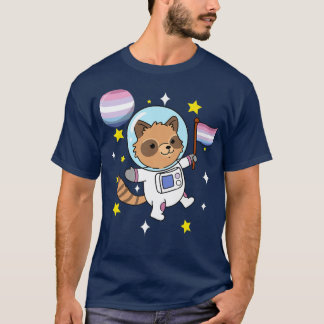 Raccoon Astronaut Bigender Pride  T-Shirt