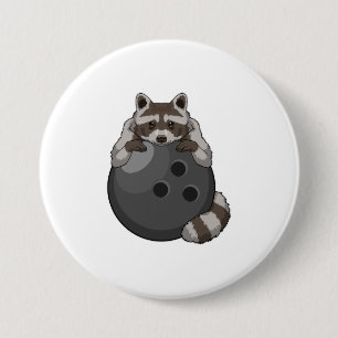 Raccoon at Bowling with Bowling ball 3 Inch Round Button