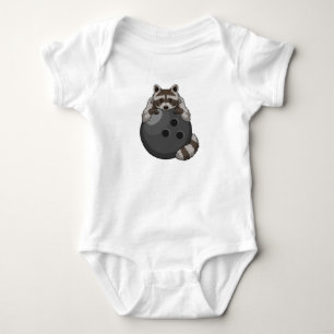 Raccoon at Bowling with Bowling ball Baby Bodysuit