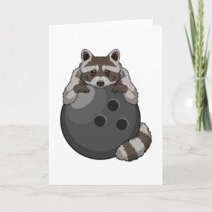 Raccoon at Bowling with Bowling ball Card