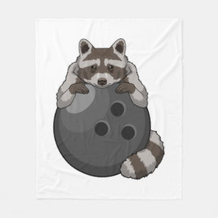 Raccoon at Bowling with Bowling ball Fleece Blanket