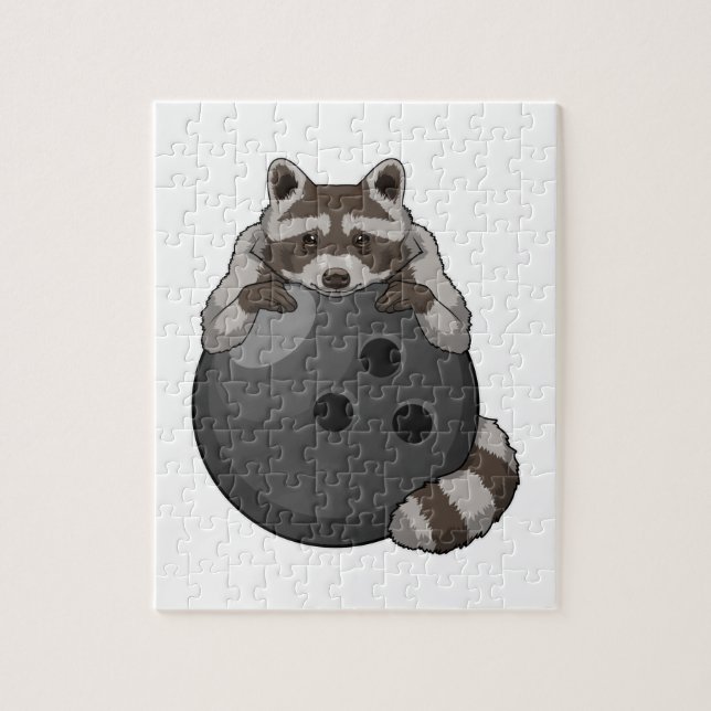 Raccoon at Bowling with Bowling ball Jigsaw Puzzle (Vertical)