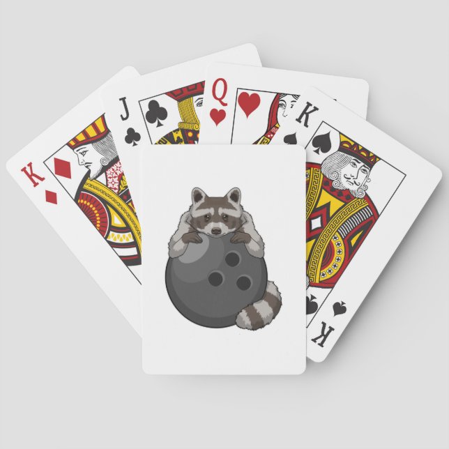 Raccoon at Bowling with Bowling ball Playing Cards (Back)