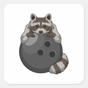 Raccoon at Bowling with Bowling ball Square Sticker